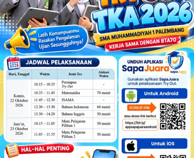 Evaluasi dan Pemanfaatan Hasil Try Out TKA Kelas XII SMA Muhammadiyah 1 Palembang